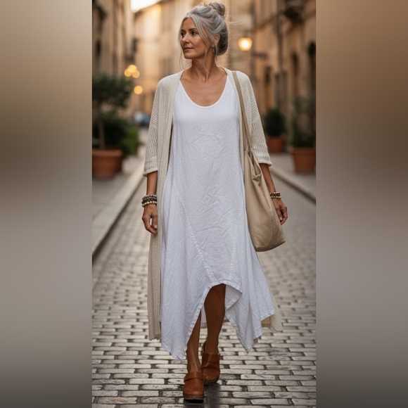 Kokomarina Dresses & Skirts - Kokomarina 100% linen white lagenlook cocoon dress S